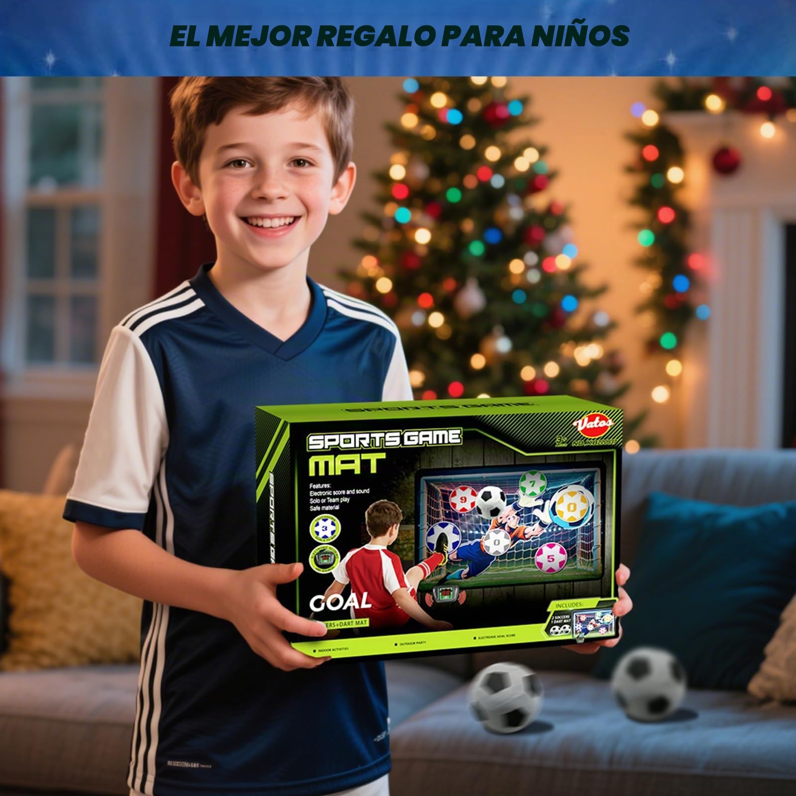 VATOS Set de Fútbol Electrónico con Marcador, Portería de Entrenamiento, 2 Modos, Portería de Tela y 2 Balones, Juguete Deportivo para 3+ Años