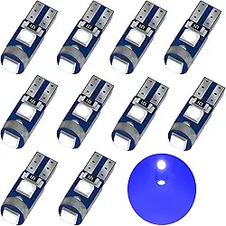 AUXLIGHT Lâmpada de LED Ultra Blue T5 37 74 2721 PC74 PC37, 3030 Chips Super Brilhantes Substituições de 12 Volts, Mapa Domo Interno Painel Indicador Painel Instrumento Painel Medidor de Luzes de Lâmpada (Pacote com 10)