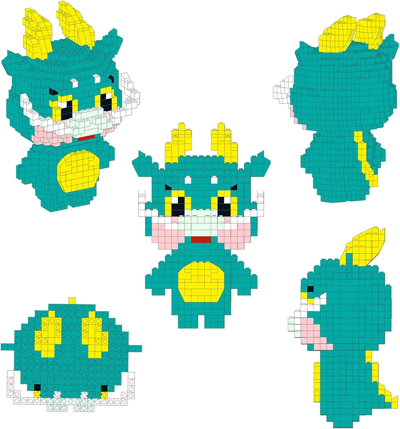 Larcele Micro Building Blocks Animal Set, DIY Mini 3D Building Toy Bricks,1228 Dots KLJM-10 (Dragon)