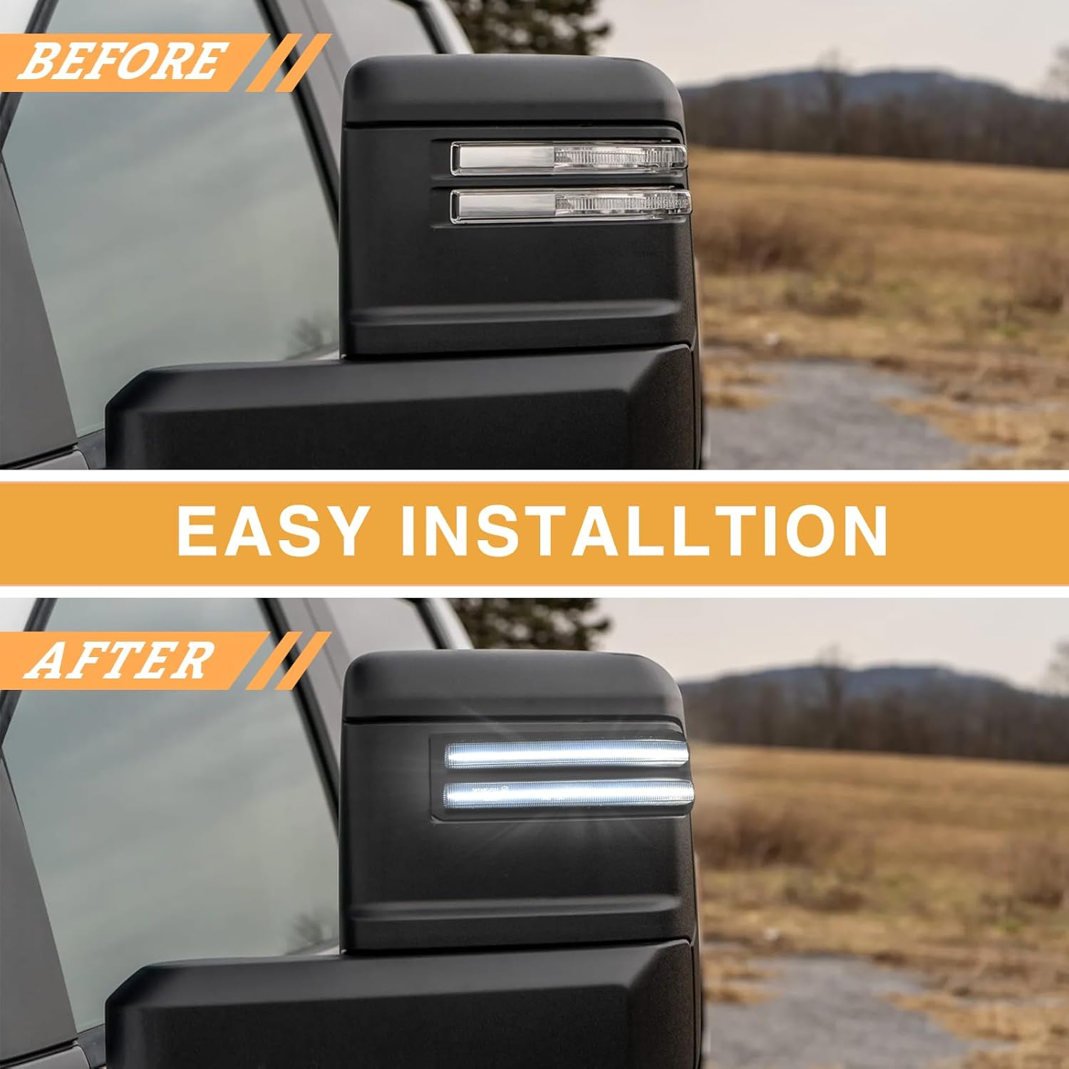 LED tow Mirror Blinker Compatible with 2020-2024 Silverado/Sierra 2500 3500 Switchback Sequential Dynamic Amber Turn Signal, White Driving/Parking Light, 2PCS Smoke Lens