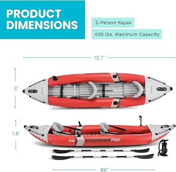 INTEX Excursion Pro Şişme Kayık Serisi: Deluxe 216 cm Kayık Kürekleri ve Yüksek Çıkışlı Pompa - SuperTough PVC - Ayarlanabilir Kova Koltuğu - Olta Tutacağı - Tutma Kolları