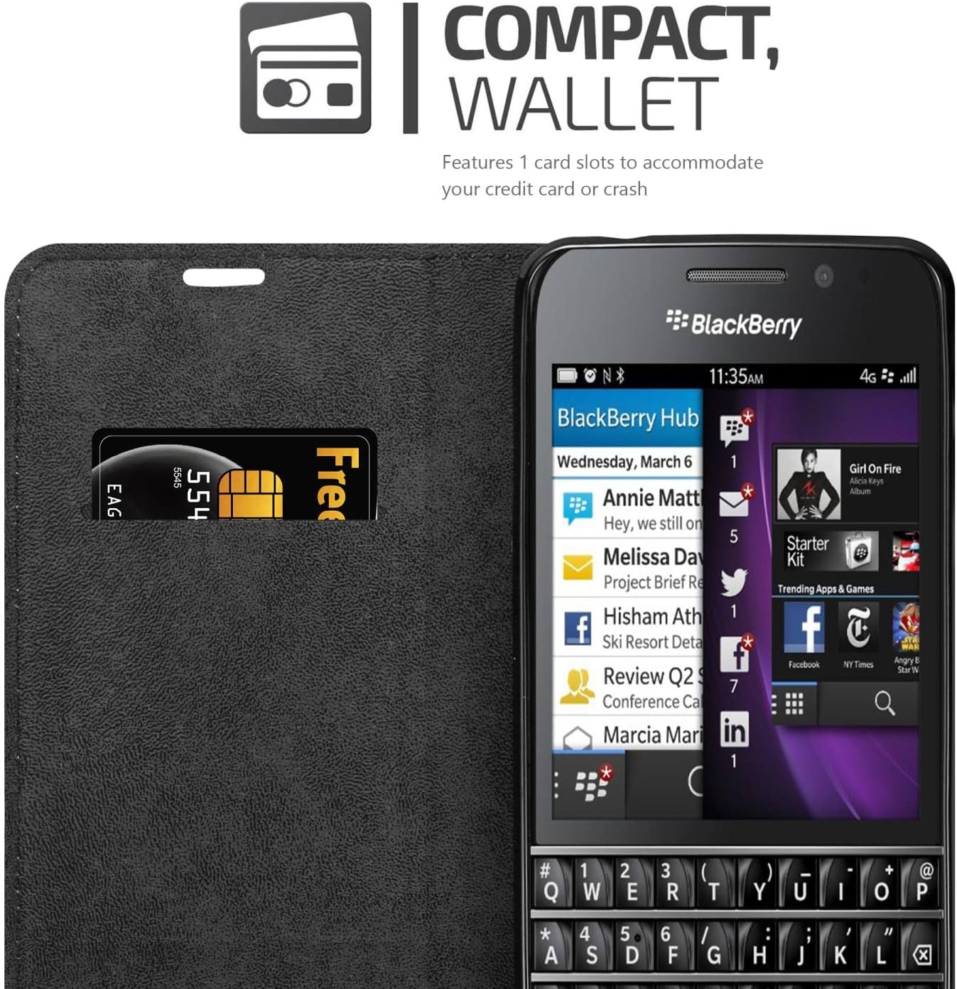 cadorabo Book Case works with Blackberry Q10 in COFFEE BROWN - with Magnetic Closure, Stand Function and Card Slot - Wallet Etui Cover Pouch PU Leather Flip - Image 3