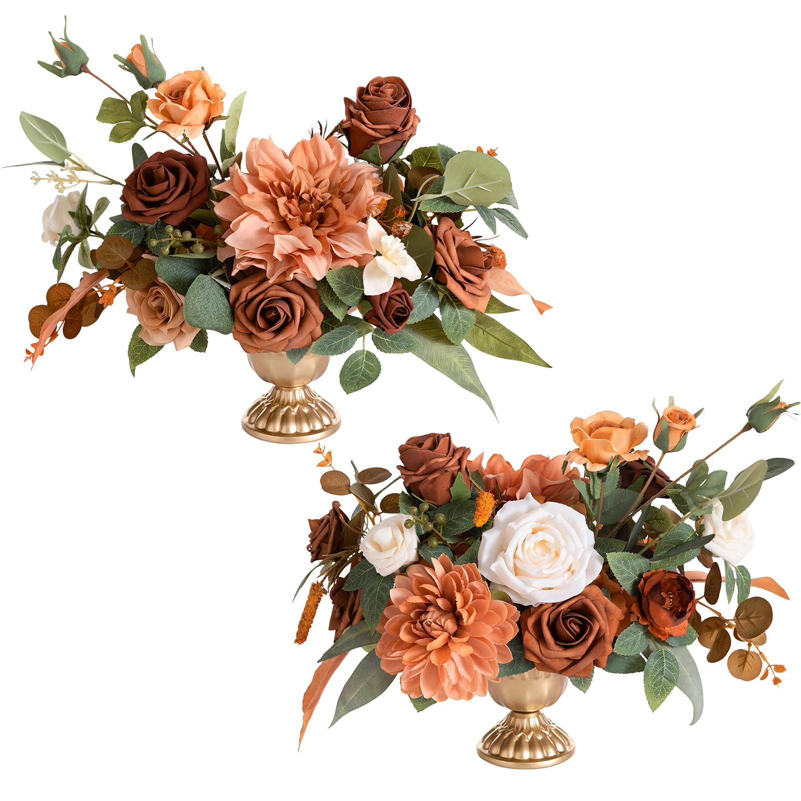 Photo 1 of Ling's moment Lilac & Gold Artificial Flowers with Vase Wedding Decor Centerpiece Flower Potted for Ceremony Reception Tabletop Desk Flowers Mantel Archway Aisle, Light Purple Fake Flowers Set of 2