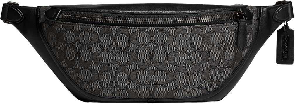 COACH League Belt Bag in Signature Jacquard Charcoal/Black One Size