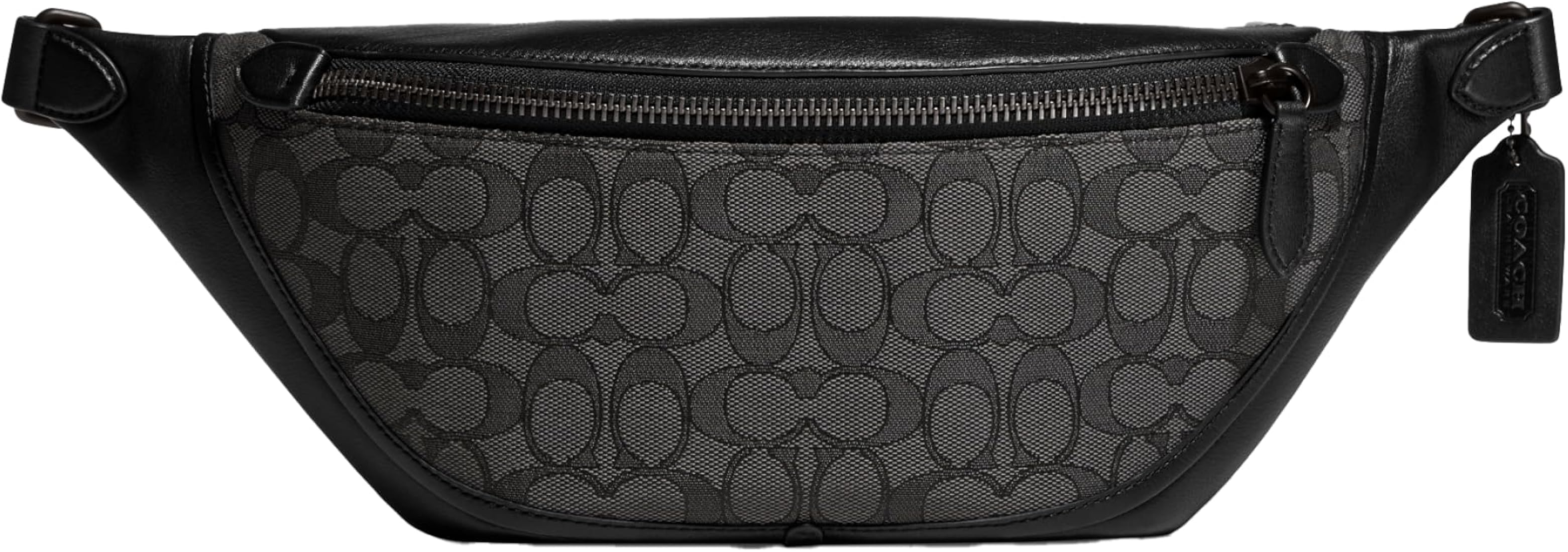 Coach Men's League Belt Bag in Signature Jacquard, Charcoal/Black