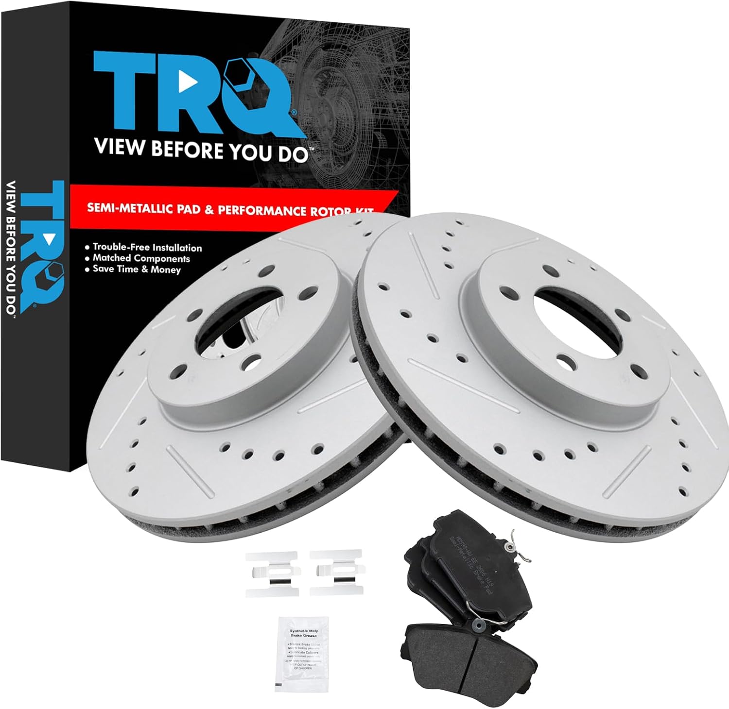 TRQ Front Brake Pad & Rotor Kit for Taurus Thunderbird