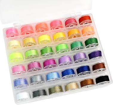 36 Colors Prewound Bobbins and Sewing Threads Set, Universal Sewing Machine Bobbins with Case for Quilting, Embroidery, DIY Crafts