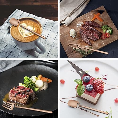 Miniatura 3 de Juego de cubiertos de 48 piezas con utensilios de servir para 12 personas, juego de cubiertos de acero inoxidable de grado alimenticio para el hogar