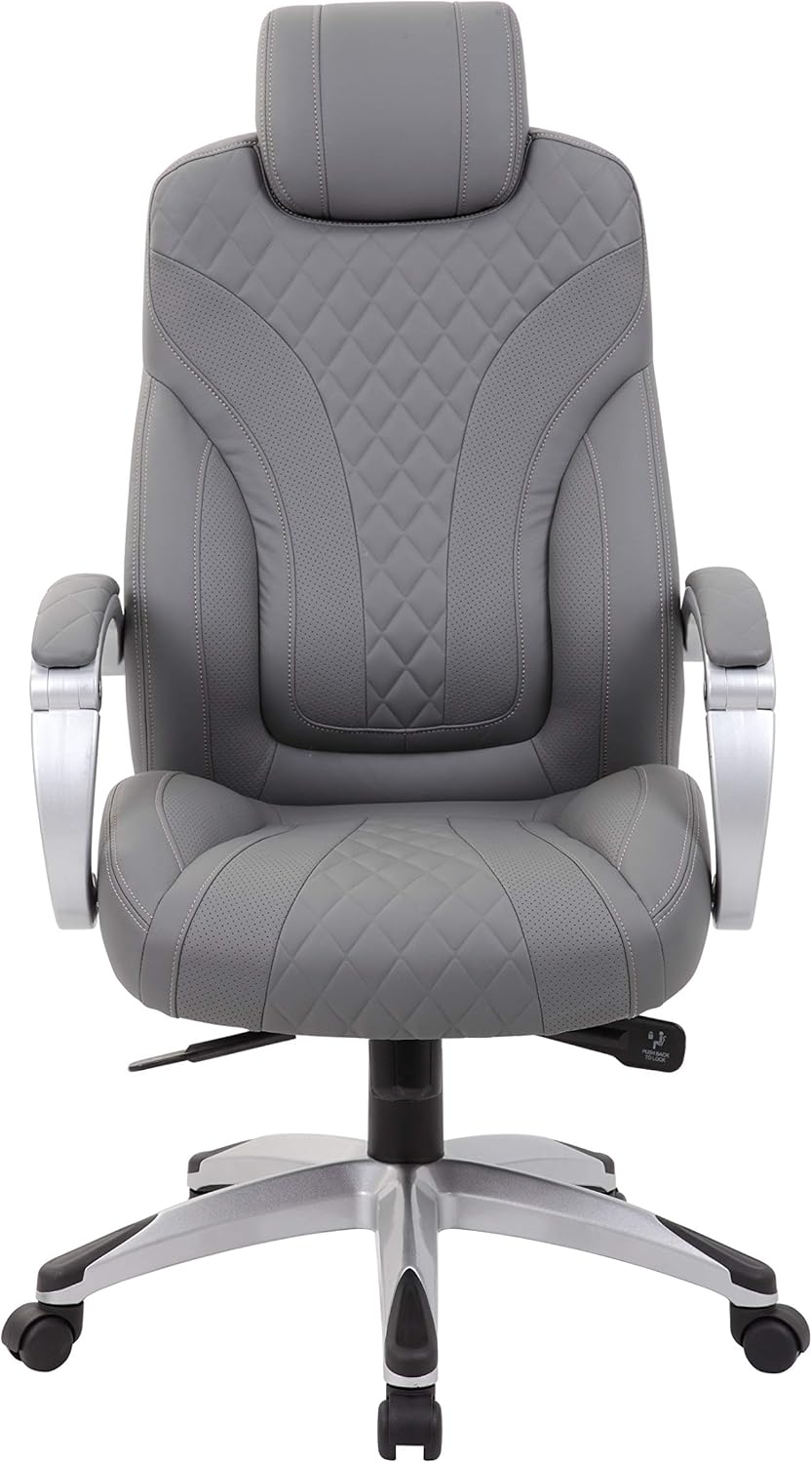 Boss Office Products Chairs Executive Seating Executive Hinged Arm Chair, Gray