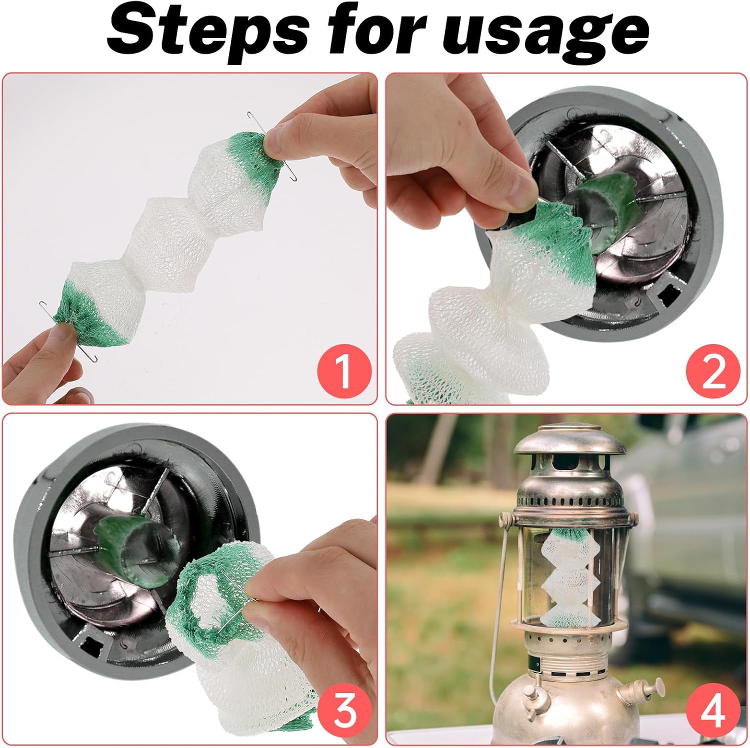 6 Pcs 3-Layer Propane Lantern Mantles Insta-Clip 2#95 Mantles Lantern Mantles Gas Lantern Mantles with 2 Install Clip Accordion Shape Mantles for Gas Lantern Propane Lantern Camping Lantern