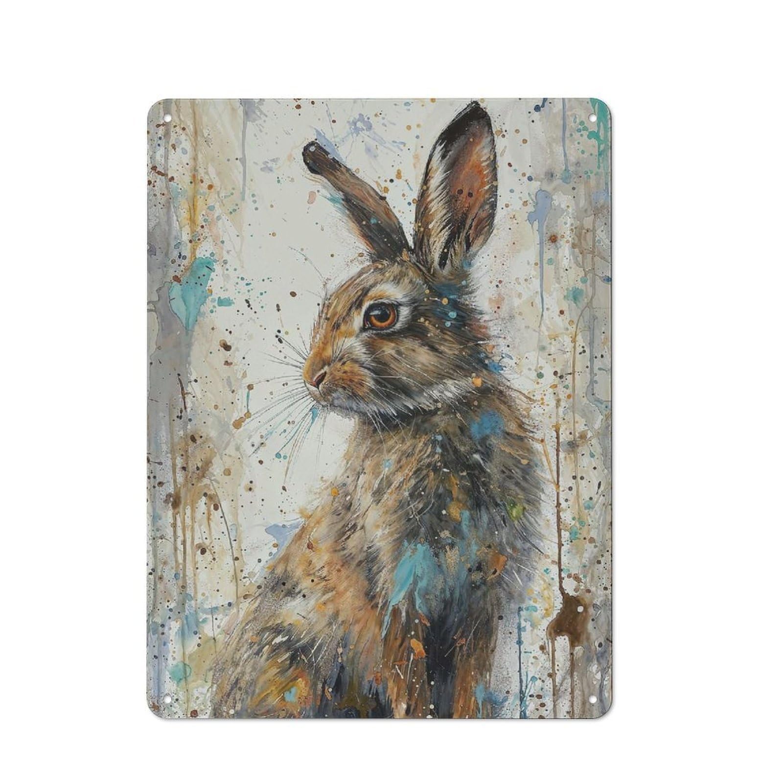 Junmoney Wild Hare Whimsy Tin Wall Plaque 40X30cm With For Man Cave Or Games Room, For Garage, Workshop And Man Cave Decoration