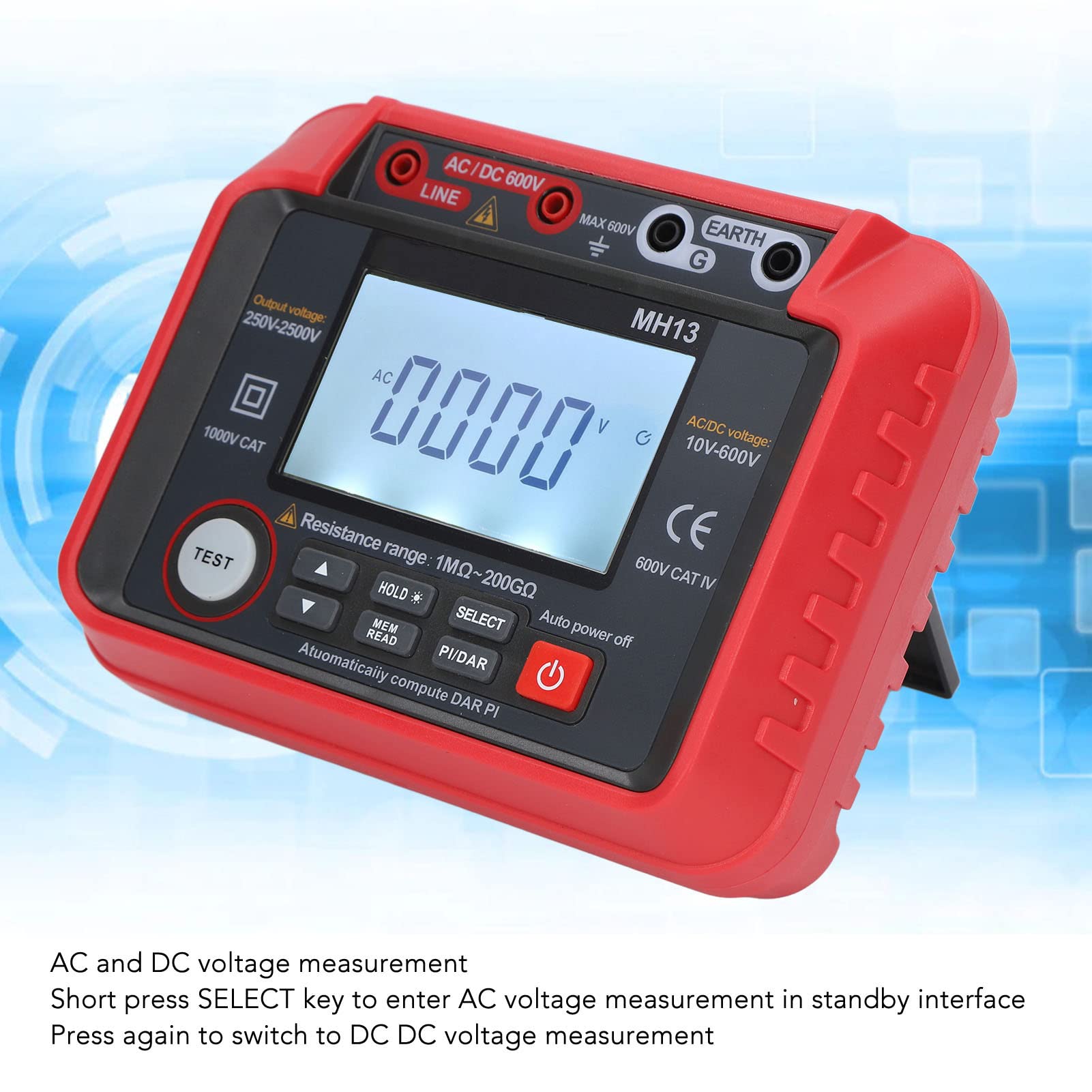 Garosa Miernik Rezystancji Izolacji, Tester Megaomomierza ABS z Wyjściem 250 V 500 V 1000 2000 2500, Pomiar AC DC 10 do 600, 2000 zliczeń dla Elektryków Testowanie Sprzętu