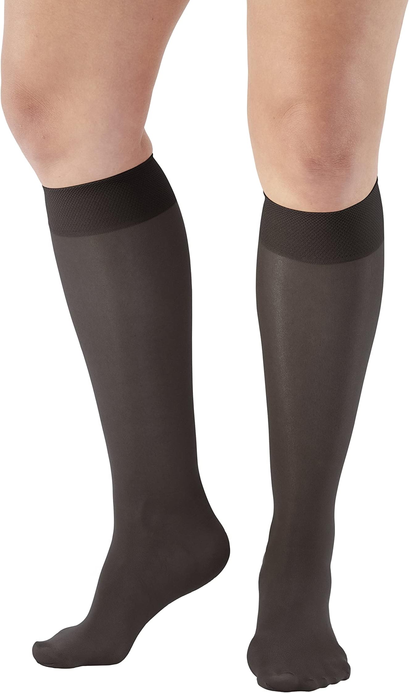 Ames Walker AW Style 76 Soft Sheer 8-15 mmHg Knee Highs Black Xlarge