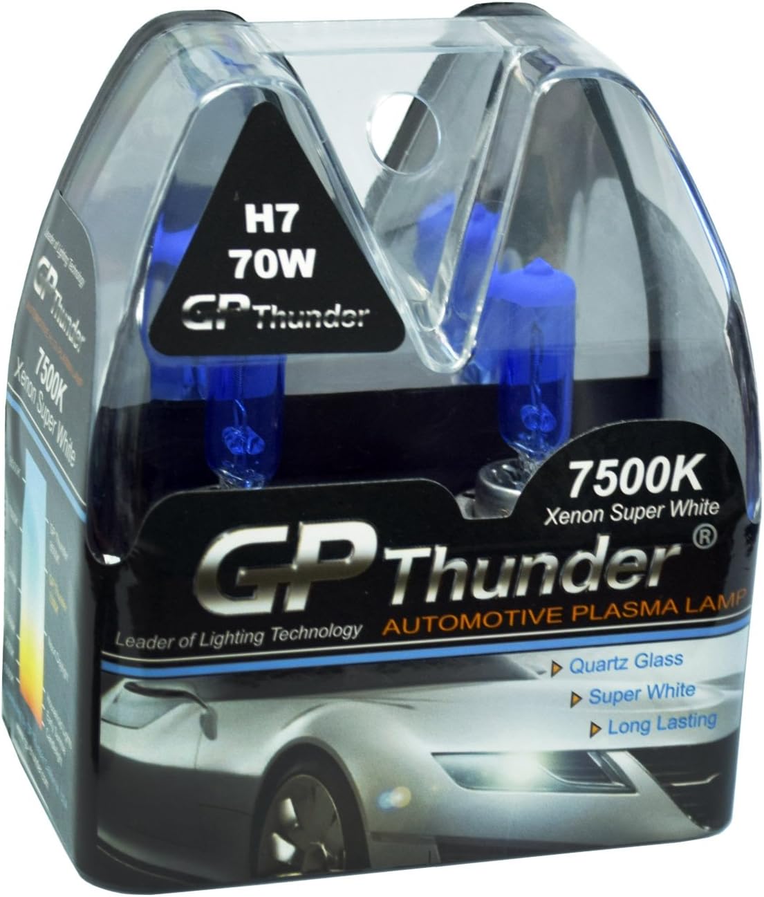 GP Thunder GP75-H7 Super White H7 12V 70W Halogen Xenon Bulb with Quartz Glass (High Wattage 7500K 2 Bulbs)