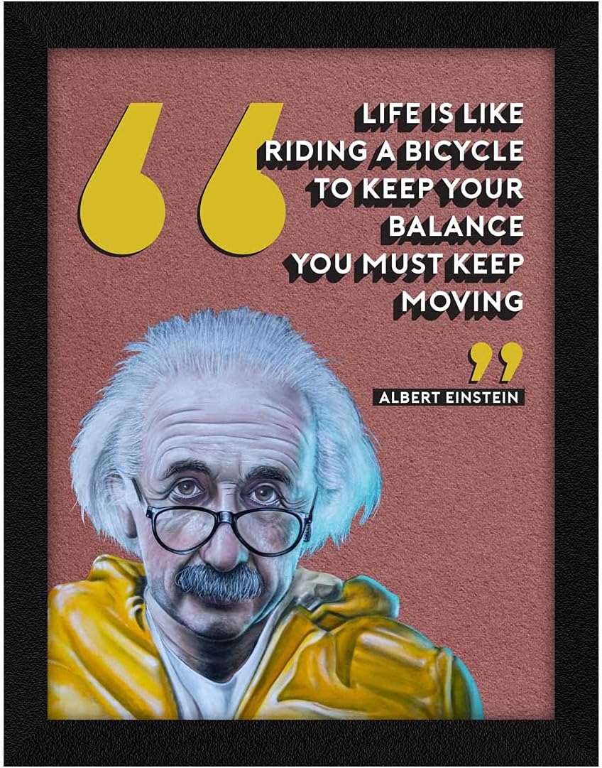ArtX Paper Albert Einstein Famous Motivational Quotes Framed Wall Art Painting, Multicolor, Abstract, 10 X 13 Inches, Set of 1