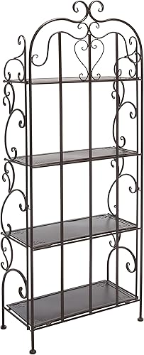 Vista 8 de SAFAVIEH Outdoor Collection Tyrique - Estantería de hierro forjado de 4 niveles, estilo victoriano, color marrón rústico