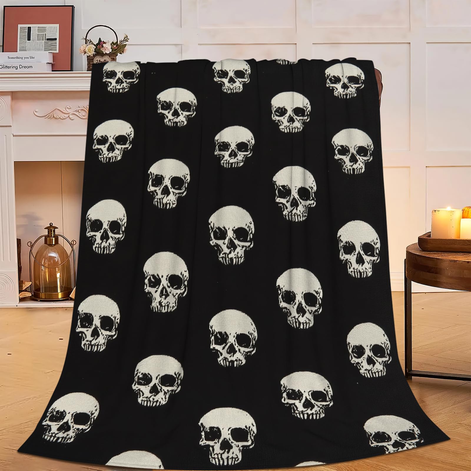 Gothic Skull Blanket Soft Plush Fleece Throw Gifts for Women Girls 60"X80" — image 1