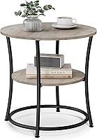 VASAGLE ULET56BG 21.7-Inch Round 2-Tier Side Table, Nightstand with Steel Frame for Small Spaces, Living Room, Bedroom - Heather Greige