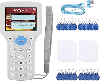 RFID Reader Writer RFID Copier: English 10 Frequency NFC RFID Scanner for IC ID Cards, Suitable for All 125Khz Key Fobs and 13.56Mhz UID CUID Cards, 300CD RFID Cloner