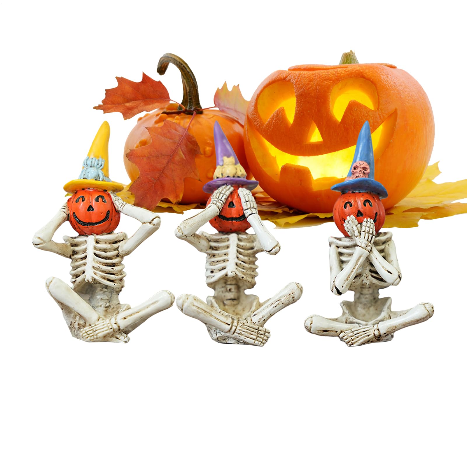 Squelette Halloween design trois singes de la sagesse