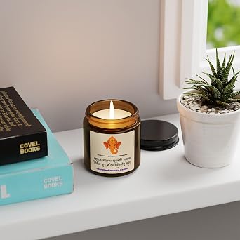 Energized Mantra Candle, Lord Ganesha, Aromatherapy, Amber Jar, Multi-Size Candle, Meditation Can-dle, Yoga (4 oz)