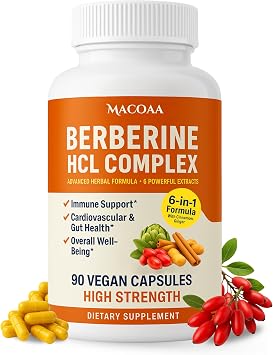 Berberine 500mg High Strength Supplement, Pure from Berberine HCl, High Strength Concentration, 6-in-1 for Immune, Gut & Heart Health | 3 Month Supply