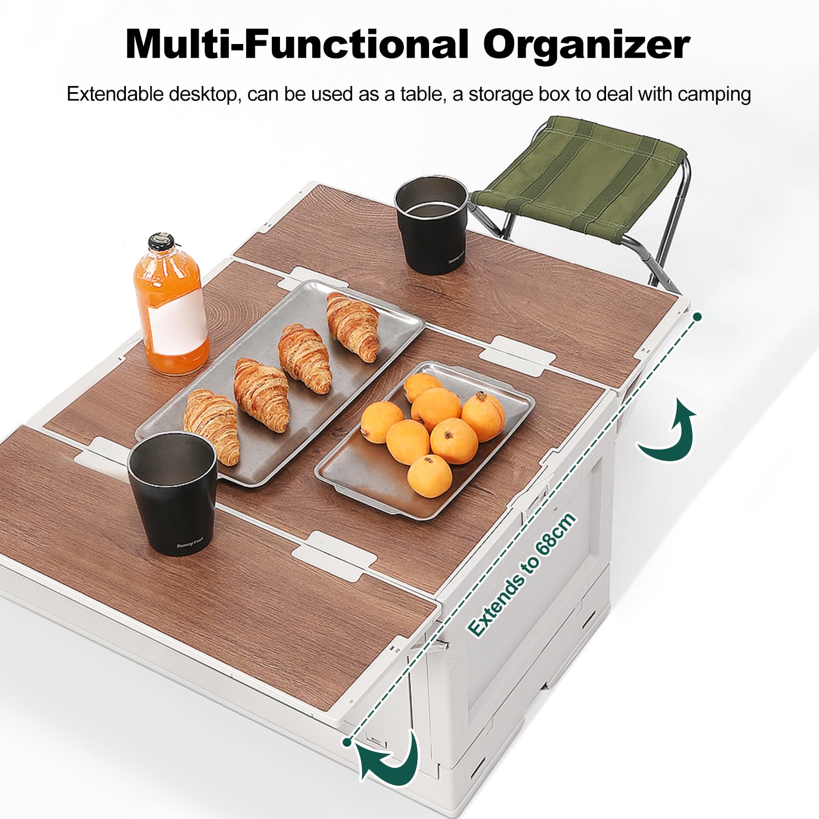 Ergocar Scatola Di Stoccaggio Pieghevole Multifunzione, Che Può Impilare La Scatola Di Archiviazione, Adatta Per La Conservazione Delle Forniture In Campeggio, Lo Snack E Necessità Quotidiane