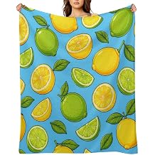 Lemon Lime Citrus Fruit Throw Blanket Soft Cozy Clear Print Lightweight Blanket for Couch Sofa Bedroom Adults, 40"x50"
