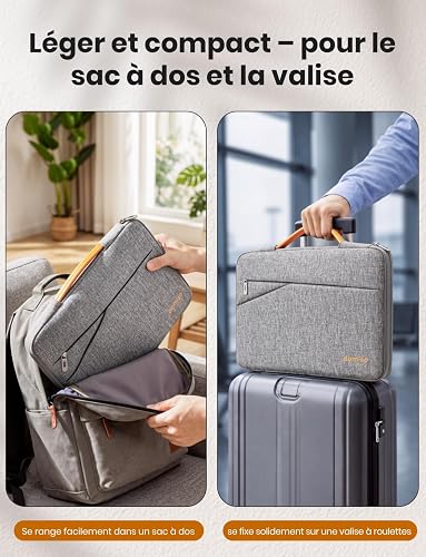 DOMISO Housse Ordinateur 16 Pouces,Pochette PC 16 Pouces pour ASUS HP Dell Lenovo Acer,Sacs et Housses pour Ordinateur Portable, Imperméable Sacoche Protection PC Portable,Beige - 6