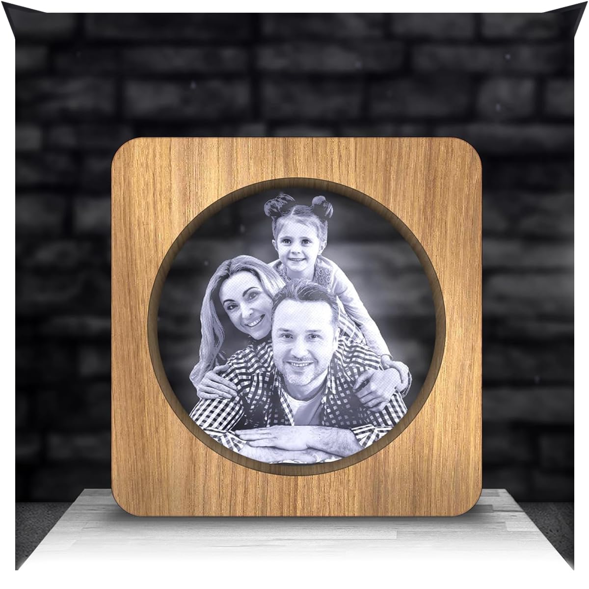 Lampephoto.fr, Personalised lamp with Photo, Customized Wooden Frame with Laser Engraving, Customizable Photo, Customized lamp on plexiglass, Original Christmas, Gift idea, Birthday