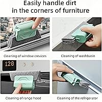 Vista 6 de Cepillo mágico de limpieza de ranura de ventana, juego de herramientas de cepillo de limpieza de ranura de ventana, puerta corredera para puerta