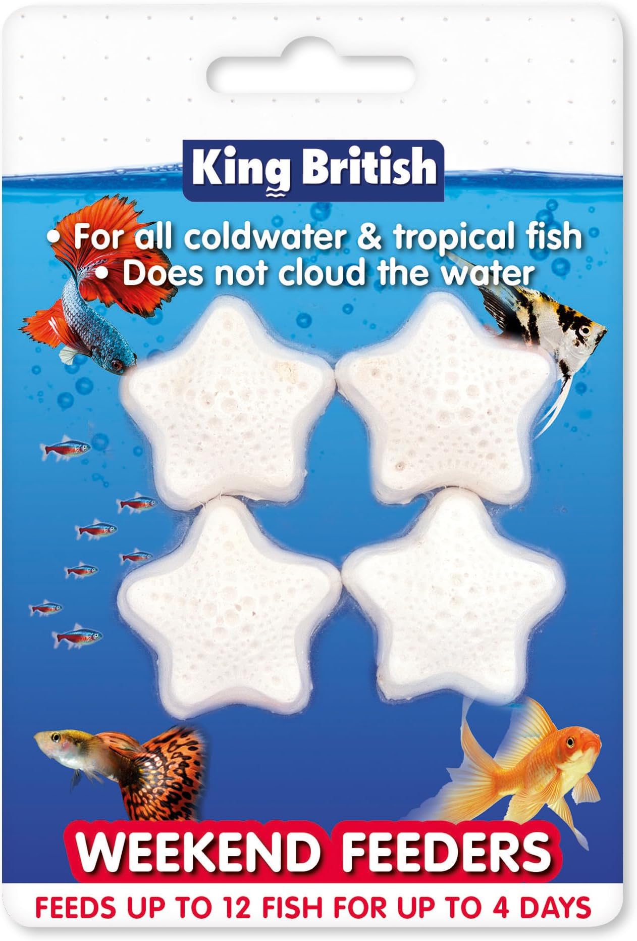 King British – Weekend Feeders 4 Pack – For Coldwater & Tropical Fish – Ideal for Leaving your Fish over Weekends – Does Not Cloud Water Ingredients – Helps Keep Fish Healthy & Active