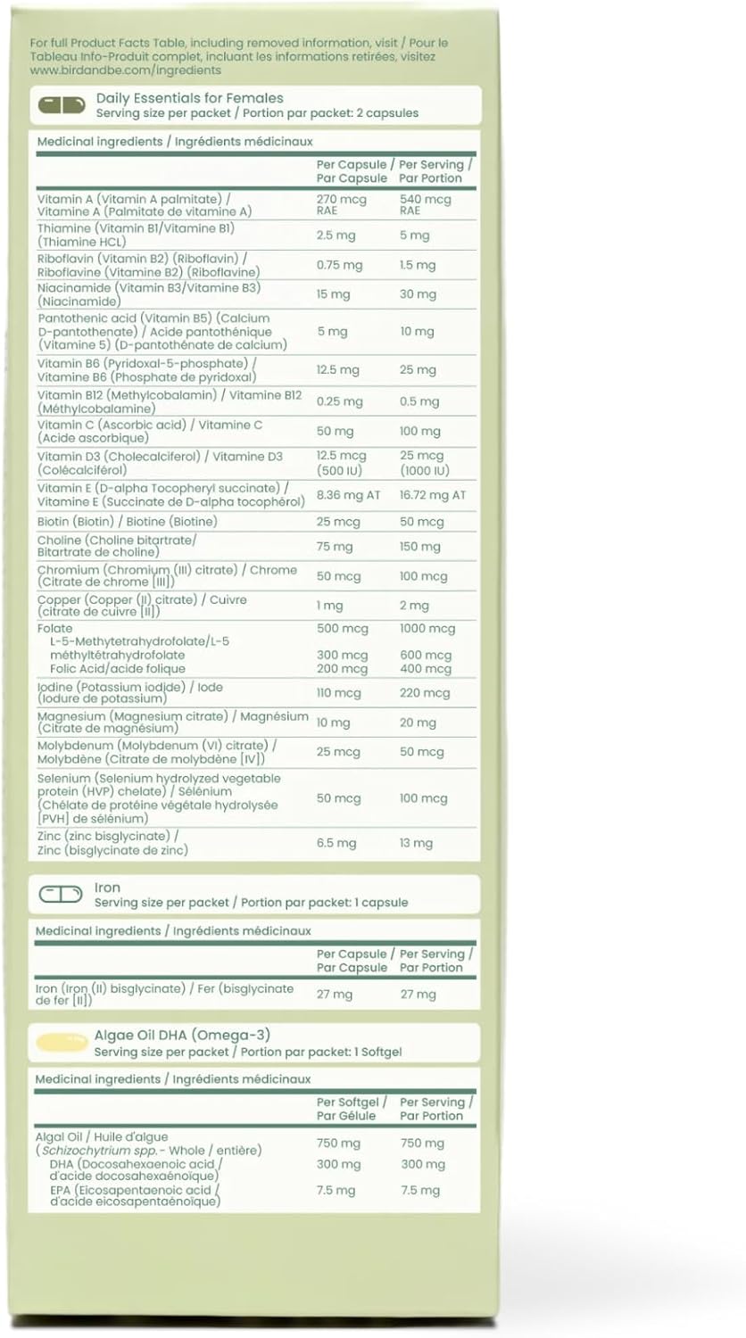 bird&be Female Fertility Power Prenatal Pack - Fertility Support with Algae Oil DHA (Omega-3), CoQ10 and N-Acetyl Cysteine - 30-Day Supply - Image 3
