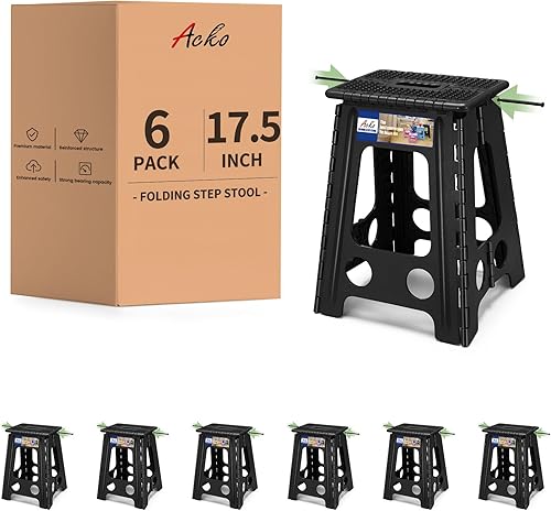 Miniatura 18 de ACKO Taburete plegable – Taburete plegable de alta calidad de 13 pulgadas de altura para niños y adultos, taburete de cocina, jardín, baño, 10
