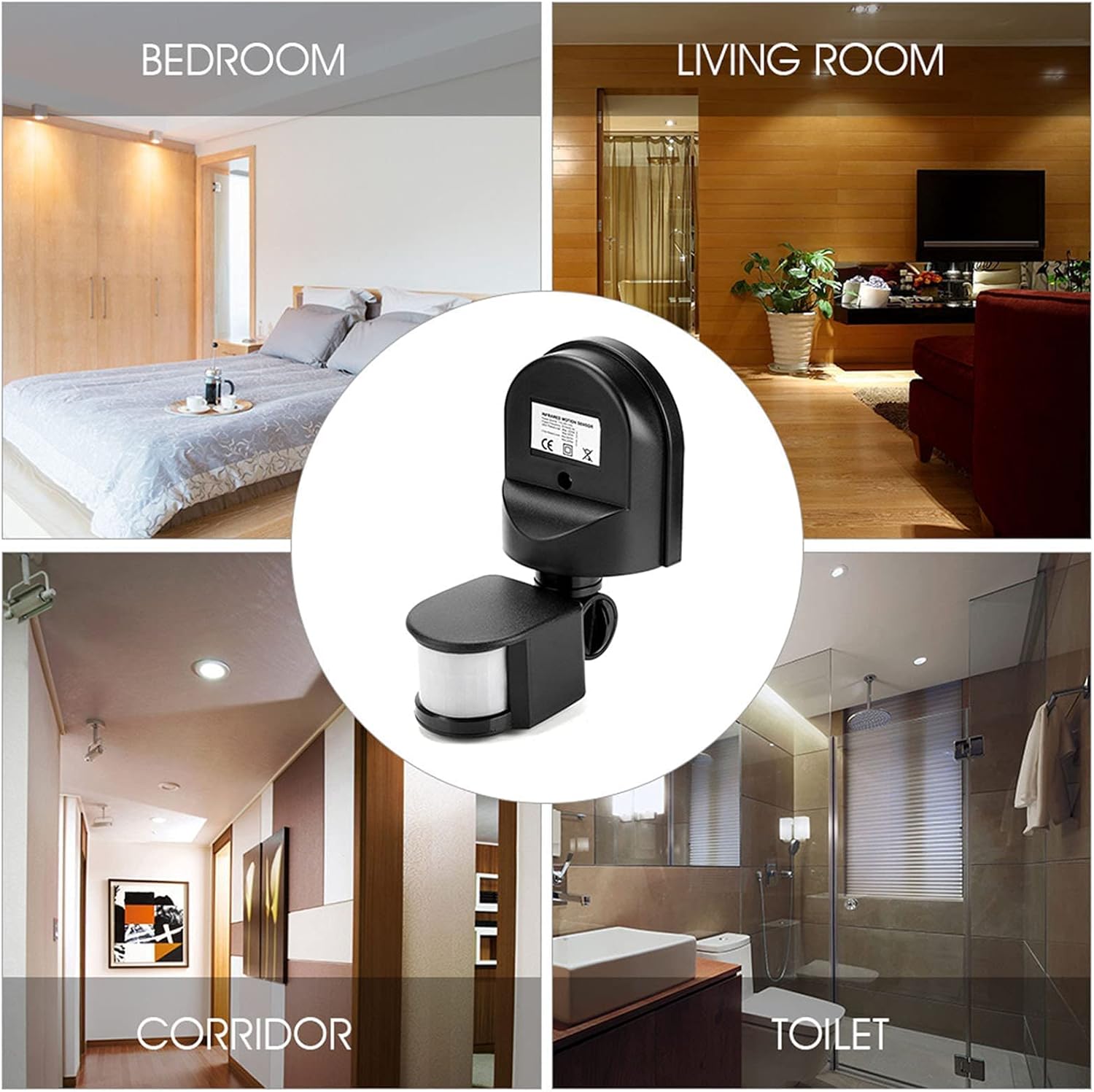 Adjustable Body Motion Infrared PIR Sensor, Detector Light Bulb with Switch, External Outdoor Motion Sensor with Installation Screws(Black) 5 71FXN+WVSPL. AC SL1500