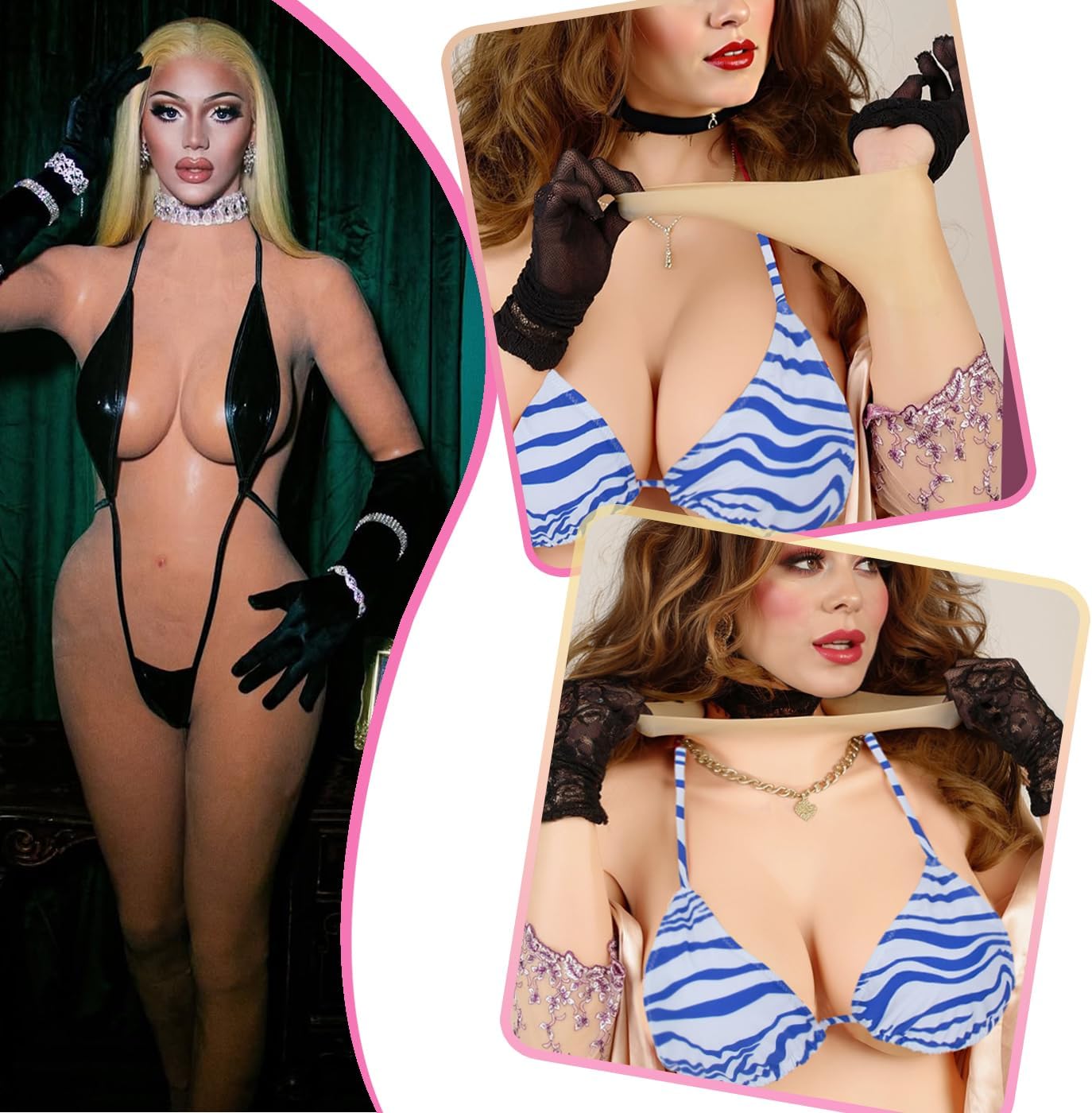 Silicone Bodysuit Fake Vaginal Bodysuit C-G Cup for Drag Queen Crossdresser Transgender