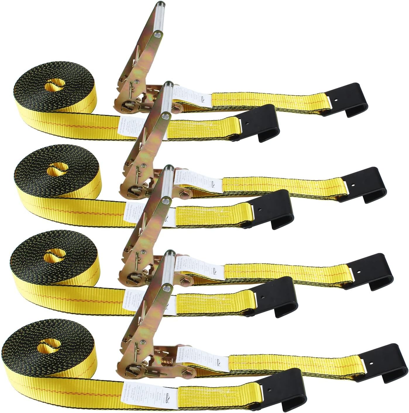 4 Pack 2in x 27ft Flat Hook Ratchet Straps and 10 Pack 4in x 30ft Straps Flatbed 5400lbs