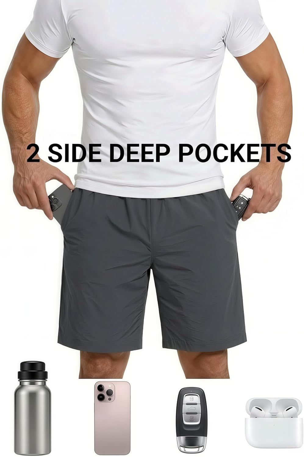 2 Pack Men’s Athletic Shorts, Quick Dry Lightweight Gym Shorts with Pockets for Running Workout Basketball Casual