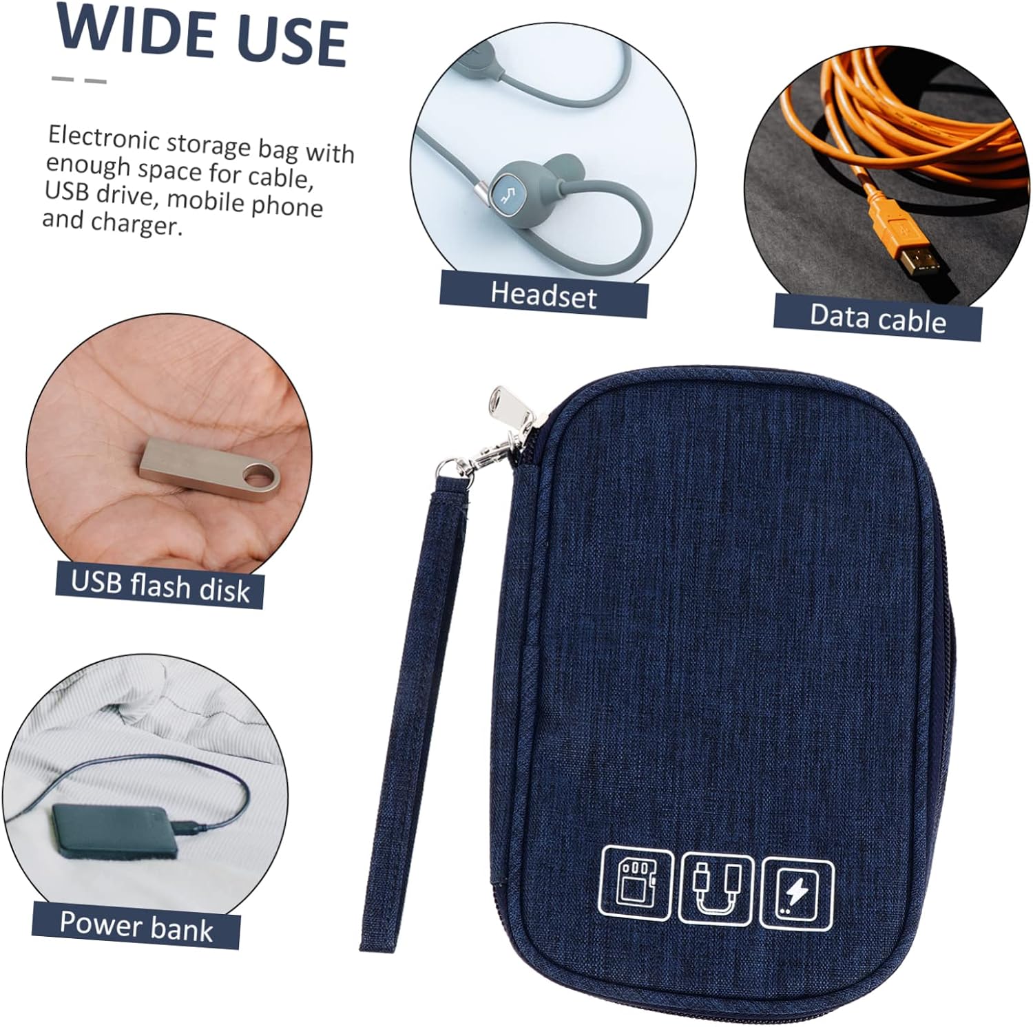 DOITOOL 3pcs Multi-Functional Electronics Accessories Pouch Compact Storage Bag for Cables Earphones USB Drives Chargers Easy to Carry Organizer