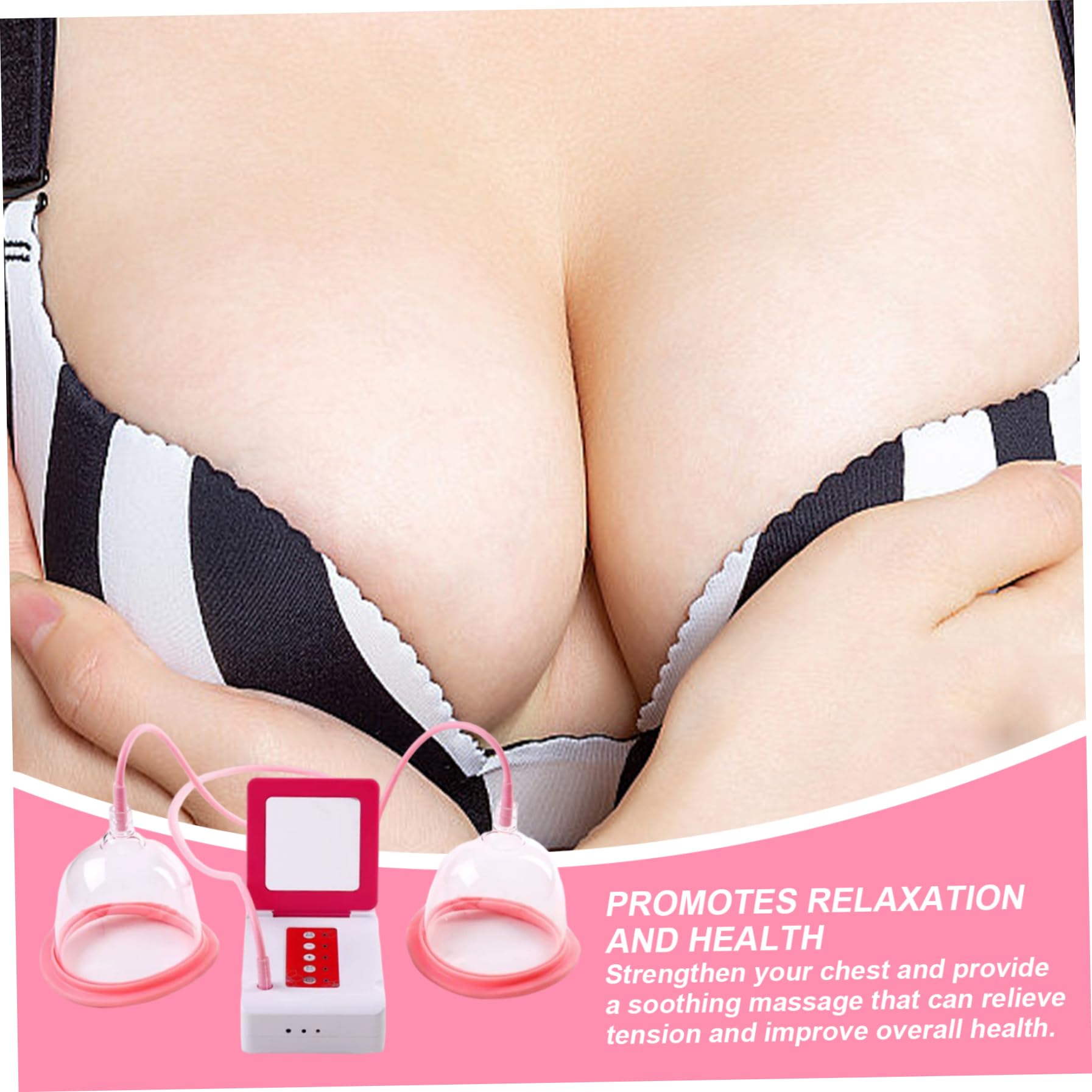 1 ensemble de masseur de sein, machine électrique d'amélioration du sein anti-affaissement avec 2 modes, appareil soin massage poitrine à domicile respectueux la peau, D..