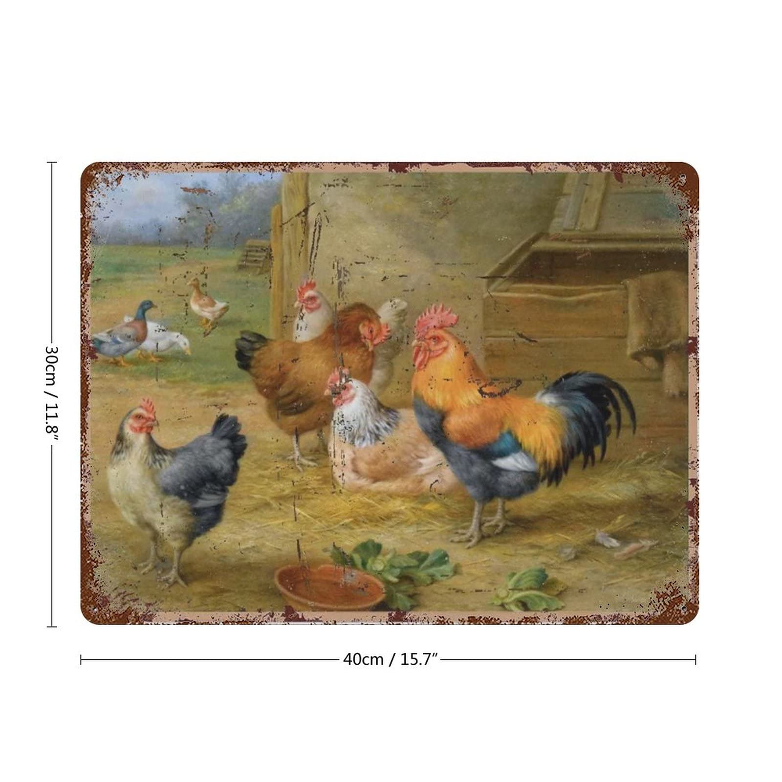Targa In Metallo Decorativa Da Parete – Cartello Nostalgico Con Pollo Divertente – Arredo Shabby Chic Per Cucina O Taverna - 2