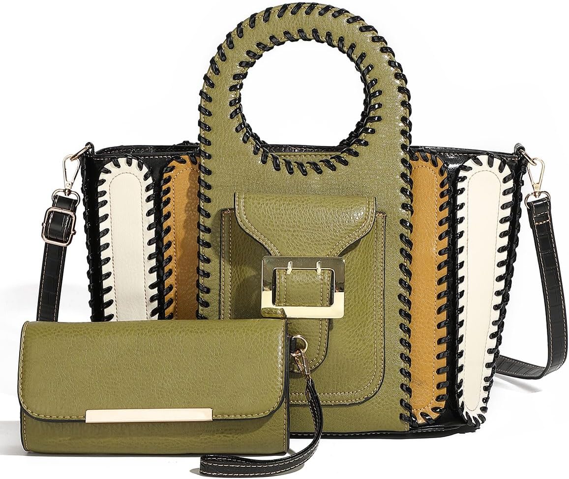 Women's Whipstitch Handbag Bag for Woman Large Capacity Leather Purse Fashion Designer Top Handle Handbags Women Crossbody