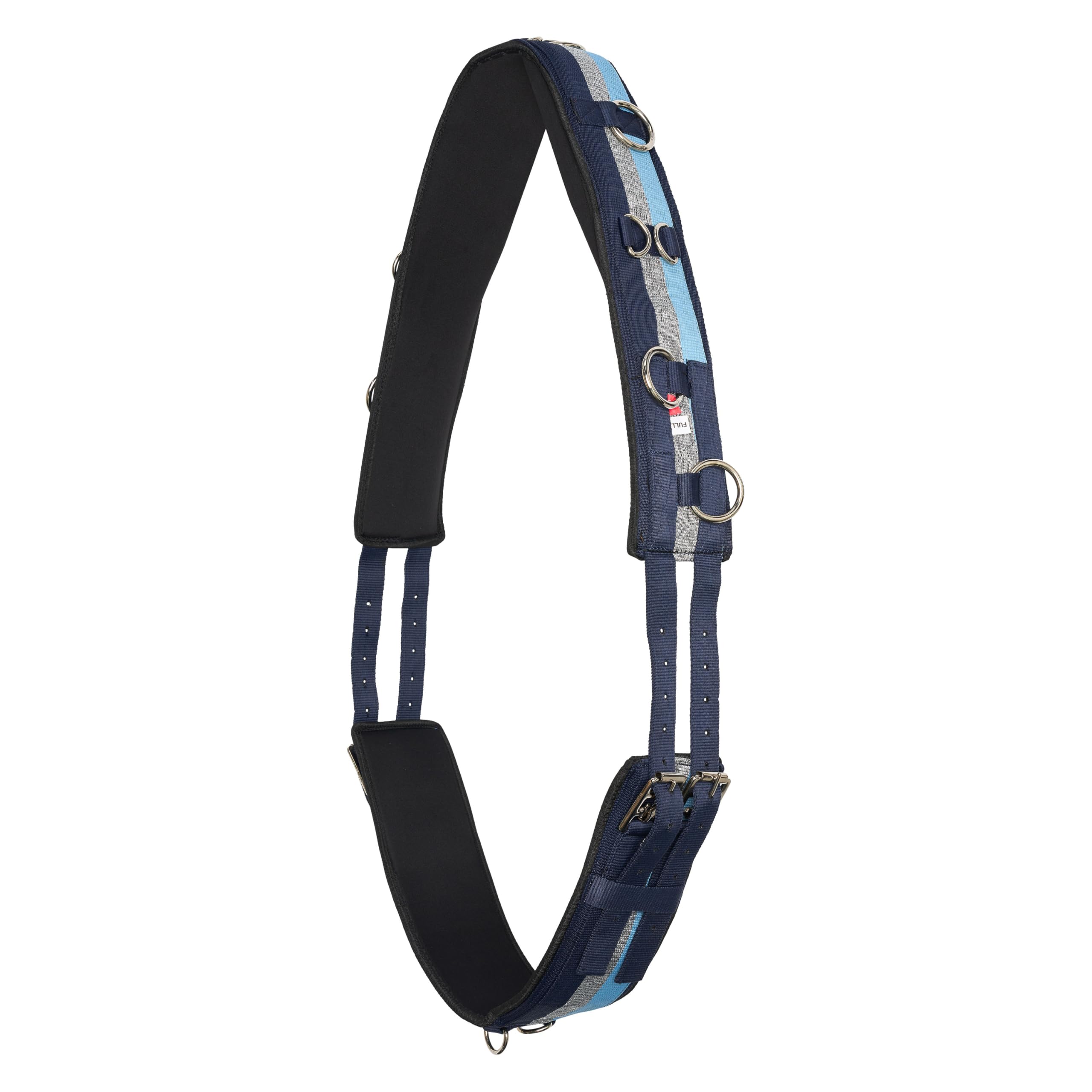 Imperial Riding IRH Deluxe Lunging Belt Polyester with Neoprene Lining and Metal Rings Blue Navy Silver Cob — image 1