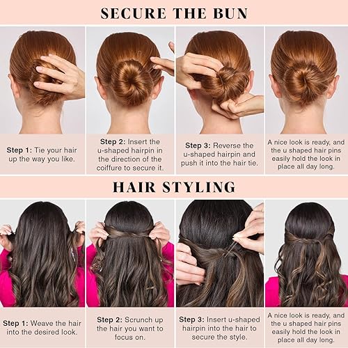 Miniatura 4 de Kitsch Horquillas en forma de U  Horquillas industriales para mujeres  Diseño en forma de U para peinados elegantes  Pasadores pequeños para cabello