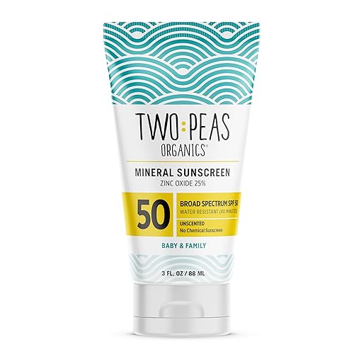 Two Peas Organics - Loción de protección solar SPF 50 orgánica natural - Seguro para arrecifes de coral - Apto para bebés, niños y familias -