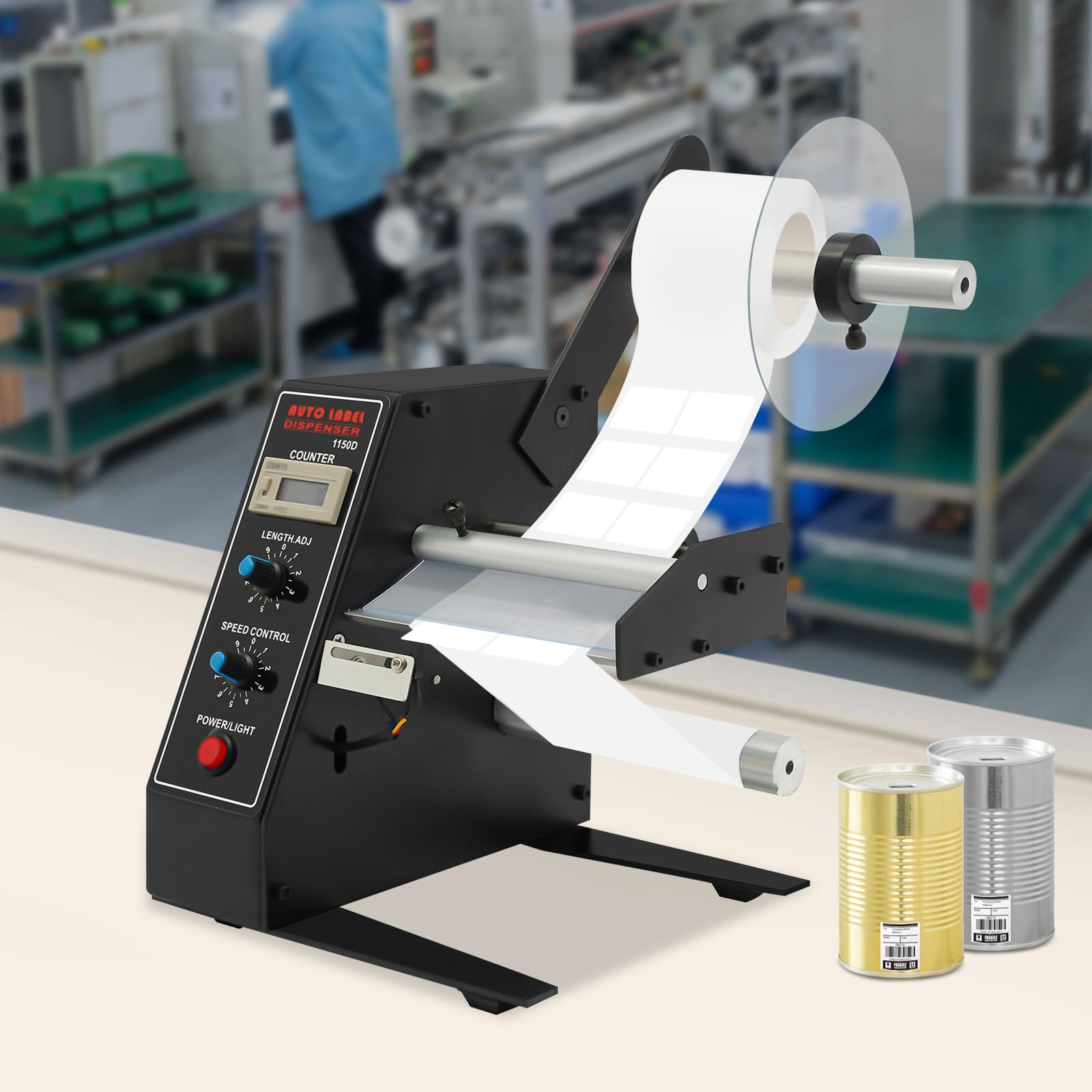 Distributore di etichette porta etichette da tavolo, nastro adesivo automatico, grande per etichette di carta