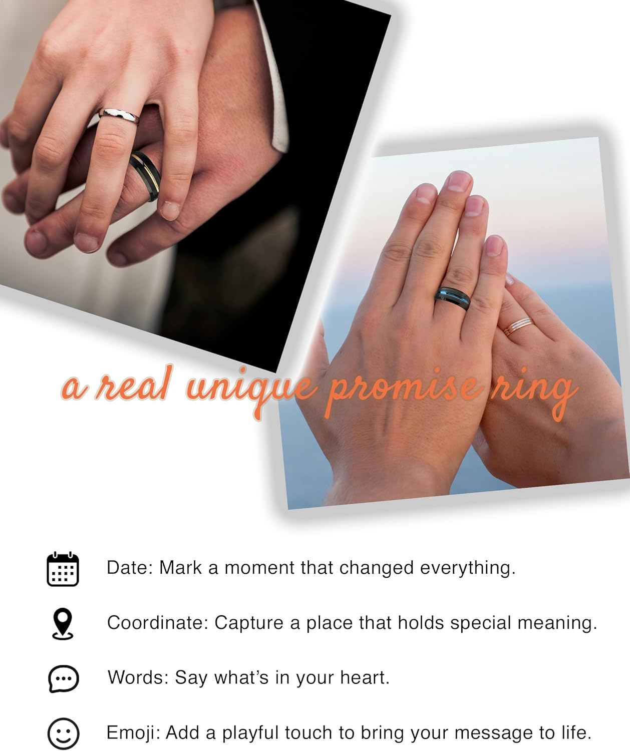 LerchPhi Tungsten Wedding Band for Men, Engraved and Customizable Promise Rings for Him and Her, Width 6MM 8MM Size 6-14, Center Grooved Beveled Edge, Comfort Fit - Image 3