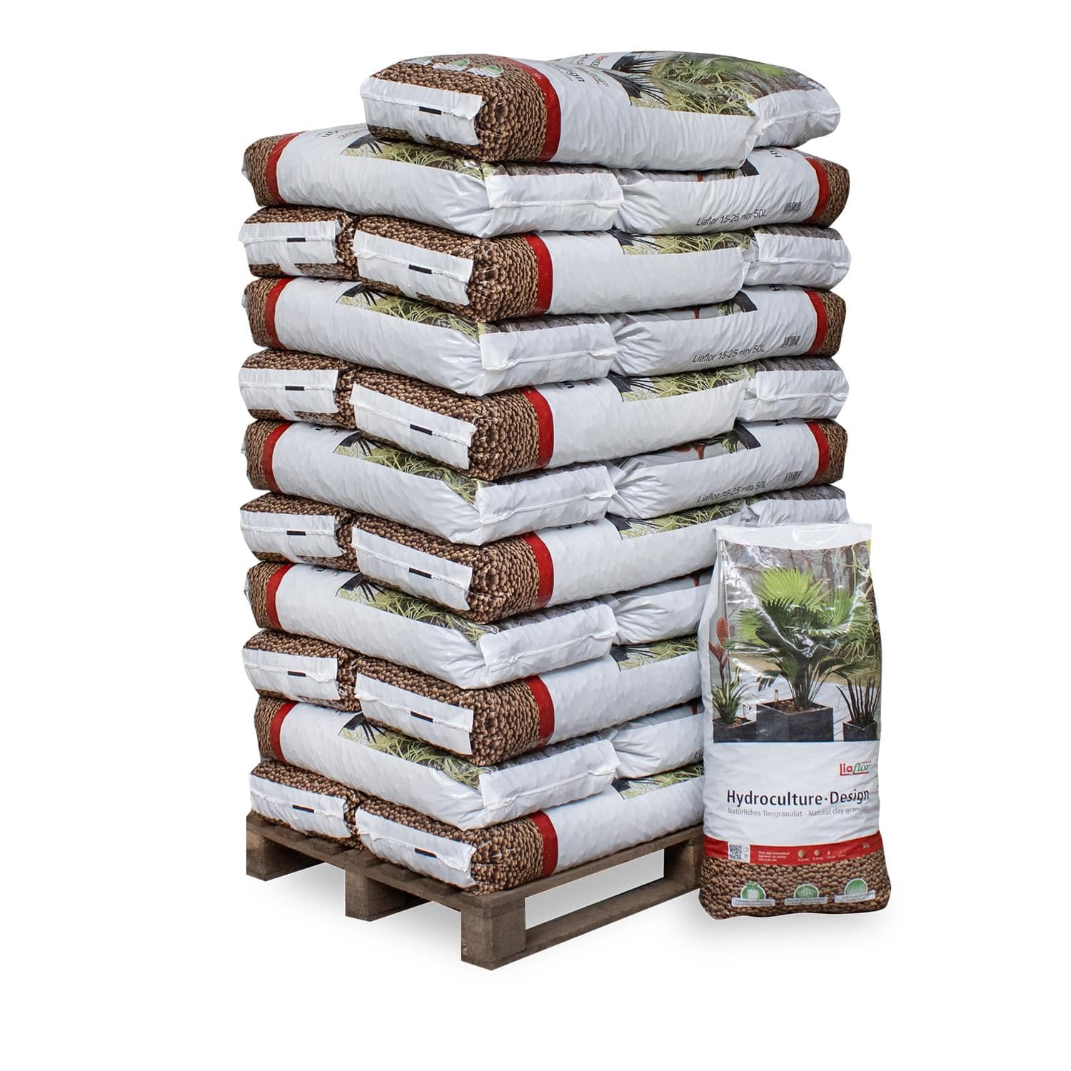 Liaflor Blähton Tongranulat Hydrokultur Keramik Pflanz Granulat Ton Kugeln Für Garten Zimmer Pflanzen Kübel Töpfe Drainage Substrat Design Grob 15-25mm 50l x 33 Sack 1.650l / 1 Palette