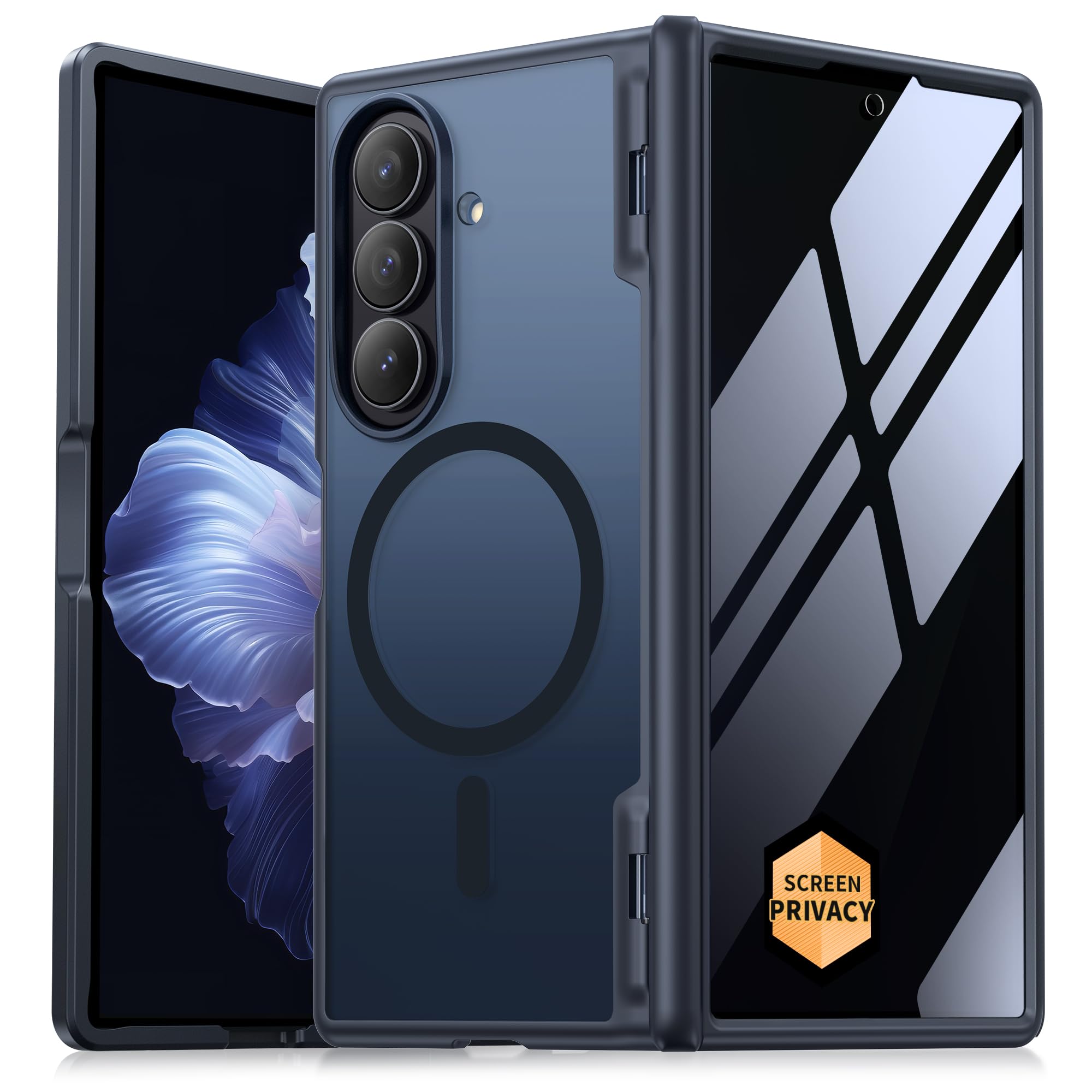 MOBOSI Magnetic for Z Fold 7 Case with Privacy Screen Protector, Compatible with Magsafe, Full-Body Slim Coverage Hinge Protection, Shockproof Phone Cover for Samsung Galaxy Z Fold7, Black