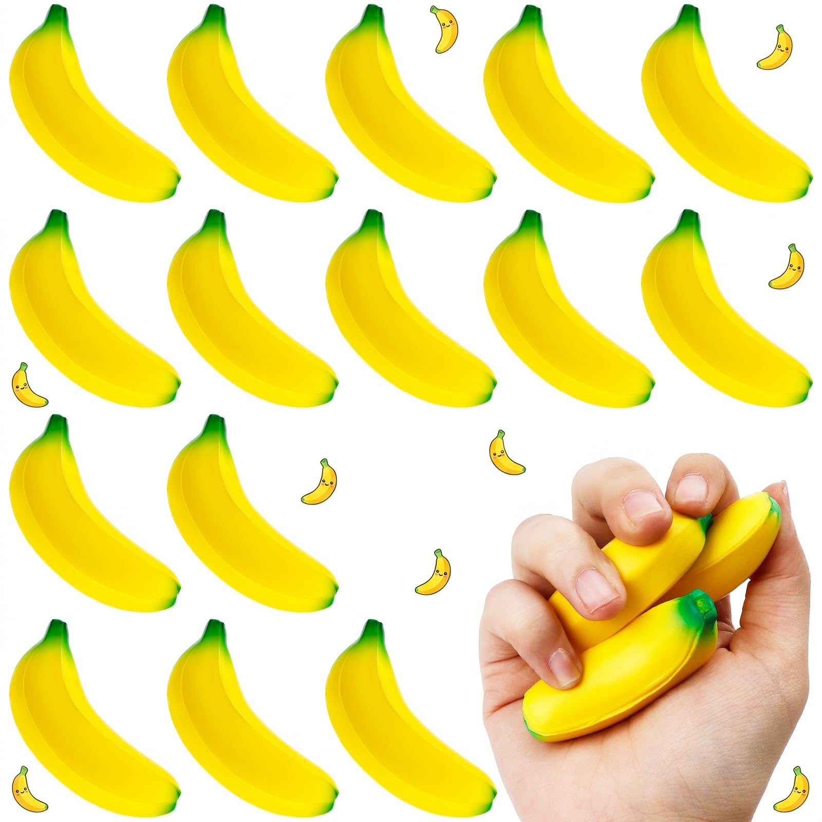 Photo 1 of 15 PCS Mini Banana Stress Stretchy Fidgets, Banana Squishy Foam Balls, Banana Stress Relief Balls for Anxiety Relief, Rewards, Bag Fillers, Birthday, Party Favors (15 Yellow)